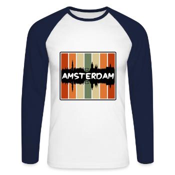Amsterdam Niederlande Skyline Silhouette Reisen So - Unisex Baseballshirt langarm - Weiß/Navy - Vorne - Nik (191cm)