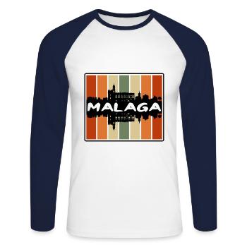 Malaga Spanien Skyline Silhouette Reise Souvenir - Unisex Baseballshirt langarm - Weiß/Navy - Vorne - Nik (191cm)