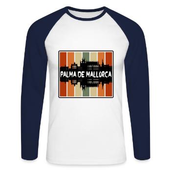 Palma De Mallorca Spain Skyline Silhouette Travel - Unisex Long Sleeve Baseball T-Shirt - white/navy - Front - Nik (191cm)