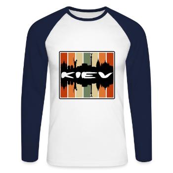 Kiew Ukraine Skyline Silhouette Reise Souvenir - Unisex Baseballshirt langarm - Weiß/Navy - Vorne - Nik (191cm)