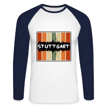 Stuttgart Allemagne Skyline Silhouette Travel Souven - T-shirt baseball manches longues Homme - blanc/marine - Devant - Nik (191cm)