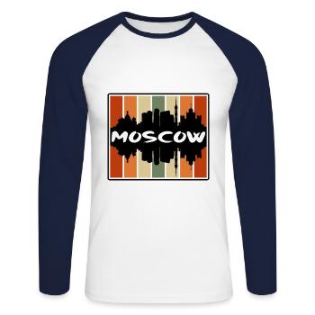 Moscou Russie Skyline Silhouette Souvenir de voyage - T-shirt baseball manches longues Homme - blanc/marine - Devant - Nik (191cm)