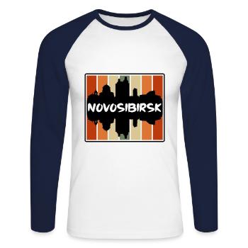 Novossibirsk Russie Skyline Silhouette Souve de voyage - T-shirt baseball manches longues Homme - blanc/marine - Devant - Nik (191cm)