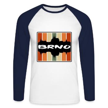 Brünn Tschechien Skyline Silhouette Reise Souvenir - Unisex Baseballshirt langarm - Weiß/Navy - Vorne - Nik (191cm)