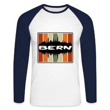 Berne Suisse Skyline Silhouette Travel Souveni - T-shirt baseball manches longues Homme - blanc/marine - Devant - Nik (191cm)