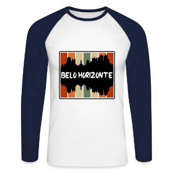 Belo Horizonte Brésil Skyline Silhouette Voyage So - T-shirt baseball manches longues Homme - blanc/marine - Devant - Nik (191cm)