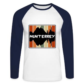 Monterrey Mexiko Skyline Silhouette Reise Souveni - Unisex Baseballshirt langarm - Weiß/Navy - Vorne - Nik (191cm)