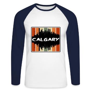 Calgary Kanada Skyline Silhouette Reise Souvenir - Unisex Baseballshirt langarm - Weiß/Navy - Vorne - Nik (191cm)