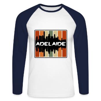 Adelaide Australien Skyline Silhouette Travel Souve - Unisex Baseballshirt langarm - Weiß/Navy - Vorne - Nik (191cm)