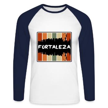 Fortaleza Brazil Skyline Silhouette Travel Souveni - Unisex Long Sleeve Baseball T-Shirt - white/navy - Front - Nik (191cm)