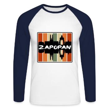 Zapopan Mexique Skyline Silhouette Souvenir de voyage - T-shirt baseball manches longues Homme - blanc/marine - Devant - Nik (191cm)