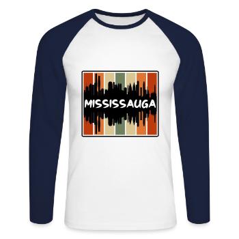 Mississauga Canada Skyline Silhouette Travel Souve - Unisex Baseballshirt langarm - Weiß/Navy - Vorne - Nik (191cm)