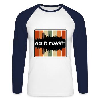 Gold Coast Australia Skyline Silhouette Travel Sou - Unisex Long Sleeve Baseball T-Shirt - white/navy - Front - Nik (191cm)