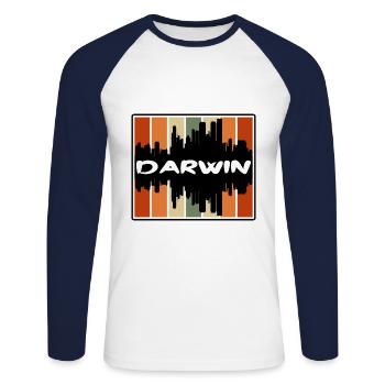 Darwin Australien Skyline Silhouette Reise Souveni - Unisex Baseballshirt langarm - Weiß/Navy - Vorne - Nik (191cm)