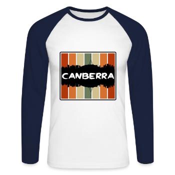 Canberra Australien Skyline Silhouette Travel Souve - Unisex Baseballshirt langarm - Weiß/Navy - Vorne - Nik (191cm)