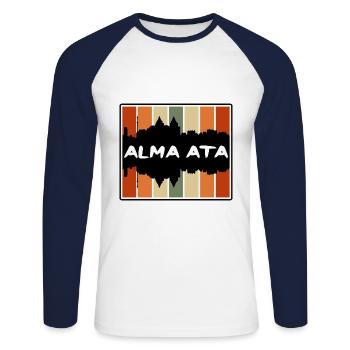 Alma Ata Kasachstan Skyline Silhouette Reise Souv - Unisex Baseballshirt langarm - Weiß/Navy - Vorne - Nik (191cm)