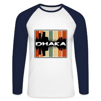 Dhaka Bangladesch Skyline Silhouette Reise Souveni - Unisex Baseballshirt langarm - Weiß/Navy - Vorne - Nik (191cm)