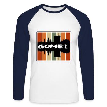 Gomel Belarus Skyline Silhouette Travel Souvenir - Unisex Long Sleeve Baseball T-Shirt - white/navy - Front - Nik (191cm)