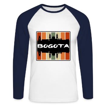 Bogota Colombie Skyline Silhouette Souvenir de voyage - T-shirt baseball manches longues Homme - blanc/marine - Devant - Nik (191cm)