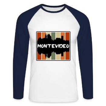 Montevideo Uruguay Skyline Silhouette Reisen Souve - Unisex Baseballshirt langarm - Weiß/Navy - Vorne - Nik (191cm)