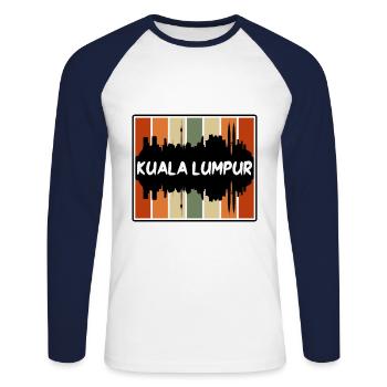 Kuala Lumpur Malaysia Skyline Silhouette Reisen So - Unisex Baseballshirt langarm - Weiß/Navy - Vorne - Nik (191cm)