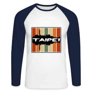 Taipei Taiwan Skyline Silhouette Souvenir de voyage - T-shirt baseball manches longues Homme - blanc/marine - Devant - Nik (191cm)
