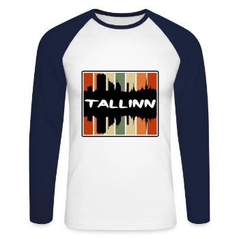 Tallinn Estland Skyline Silhouette Reise Souvenir - Unisex Baseballshirt langarm - Weiß/Navy - Vorne - Nik (191cm)