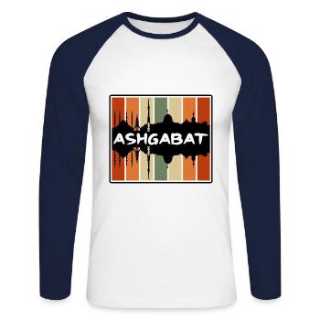 Ashgabat Turkmenistan Skyline Silhouette Travel So - Unisex Long Sleeve Baseball T-Shirt - white/navy - Front - Nik (191cm)