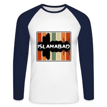 Islamabad Pakistan Skyline Silhouette Travel Souve - Unisex Long Sleeve Baseball T-Shirt - white/navy - Front - Nik (191cm)