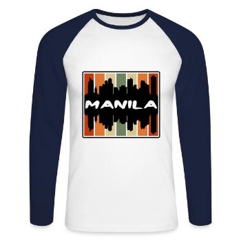 Manila Philippinen Skyline Silhouette Reisen Souve - Unisex Baseballshirt langarm - Weiß/Navy - Vorne - Nik (191cm)