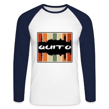 Quito Equador Skyline Silhouette Reisesouvenir - Unisex Baseballshirt langarm - Weiß/Navy - Vorne - Nik (191cm)