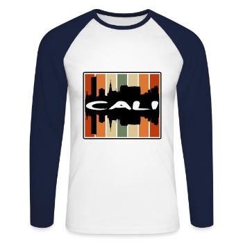 Cali Kolumbien Skyline Silhouette Reise Souvenir - Unisex Baseballshirt langarm - Weiß/Navy - Vorne - Nik (191cm)