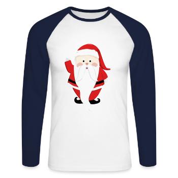 Santa Claus Merry Christmas Herz Liebe T-Shirt - Unisex Baseballshirt langarm - Weiß/Navy - Vorne - Nik (191cm)