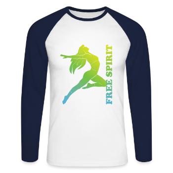 Free Spirit - Unisex Baseballshirt langarm - Weiß/Navy - Vorne - Nik (191cm)