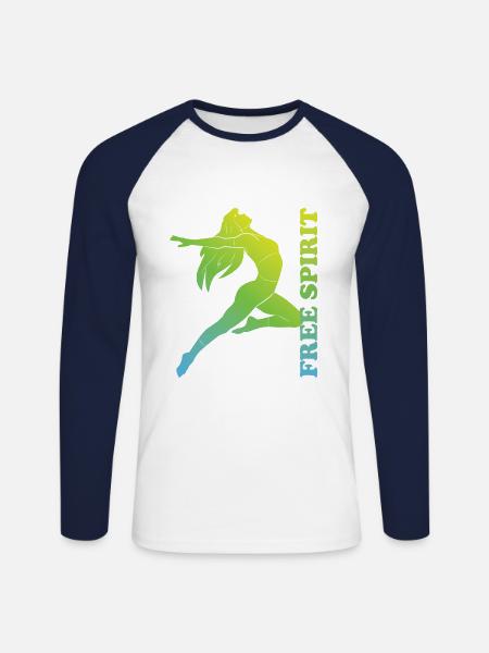Free Spirit - Unisex Baseballshirt langarm - Weiß/Navy