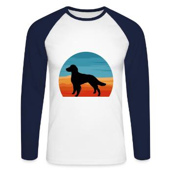 Britanny Dog Lover Silhouette Vintage Sunset - T-shirt baseball manches longues Homme - blanc/marine - Devant - Nik (191cm)