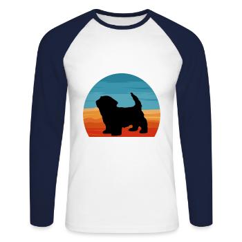 Havenese Dog Lover Silhouette Vintage Sunset - T-shirt baseball manches longues Homme - blanc/marine - Devant - Nik (191cm)
