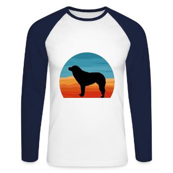 Aidi Dog Silhouette Vintage Sunset pour les amoureux des chiens - T-shirt baseball manches longues Homme - blanc/marine - Devant - Nik (191cm)