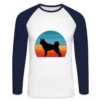 Jamthund Dog Lover Silhouette Vintage Sunset - Unisex Long Sleeve Baseball T-Shirt - white/navy - Front - Nik (191cm)