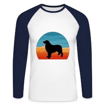 Berner Laufhund Dog Love Silhouette Vintage Sunset - Unisex Long Sleeve Baseball T-Shirt - white/navy - Front - Nik (191cm)