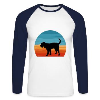 Griffon Nivernais Dog Love Silhouette Retro Sunset - Unisex Long Sleeve Baseball T-Shirt - white/navy - Front - Nik (191cm)
