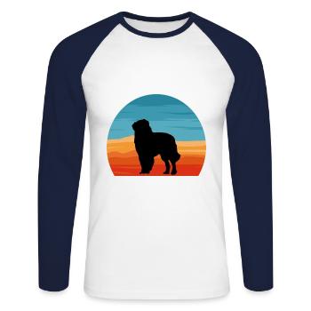 Carpathian Shepherd Dog Silhouette Retro Sunset - Unisex Long Sleeve Baseball T-Shirt - white/navy - Front - Nik (191cm)