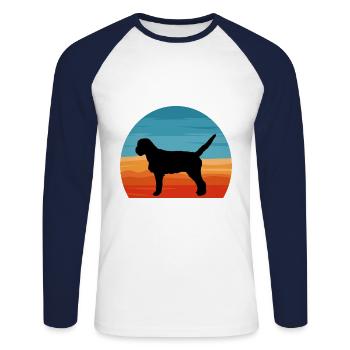Griffon Fauve De Bretagne Dog Silhouette Retro - Unisex Long Sleeve Baseball T-Shirt - white/navy - Front - Nik (191cm)