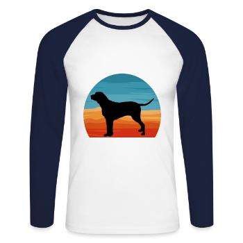 Grand Anglo Francais Tricolore Hundesilhouette - Unisex Baseballshirt langarm - Weiß/Navy - Vorne - Nik (191cm)