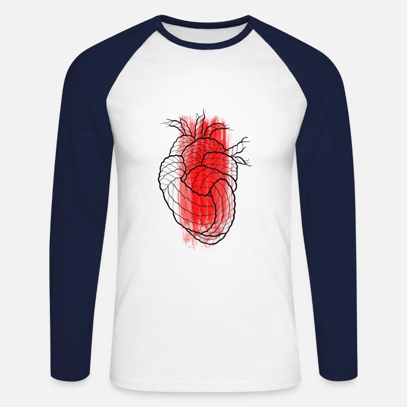 Herzleidenschaft Klettern - Unisex Baseballshirt langarm - Weiß/Navy