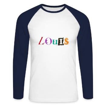 Louis, sketchy first name gift - Unisex Long Sleeve Baseball T-Shirt - white/navy - Front - Nik (191cm)