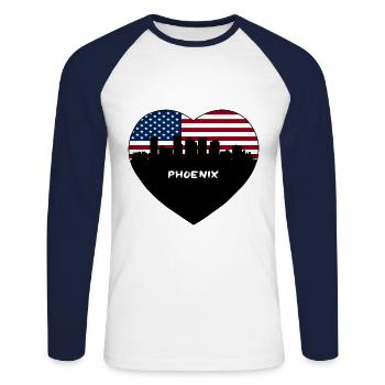 Phoenix Arizona USA Flag Skyline Souvenir de voyage - T-shirt baseball manches longues Homme - blanc/marine - Devant - Nik (191cm)