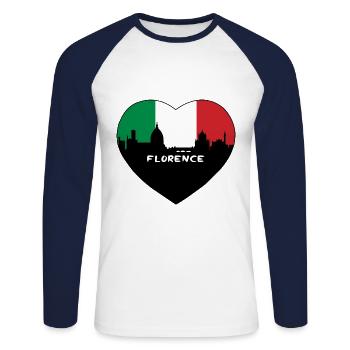 Florence Italy Flag Skyline Travel Souvenir - Unisex Long Sleeve Baseball T-Shirt - white/navy - Front - Nik (191cm)