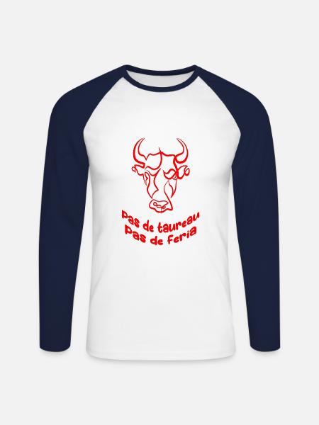 No bull no feria - Unisex Long Sleeve Baseball T-Shirt - white/navy