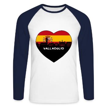 Valladolid Espagne Flag Skyline Souvenir de voyage - T-shirt baseball manches longues Homme - blanc/marine - Devant - Nik (191cm)